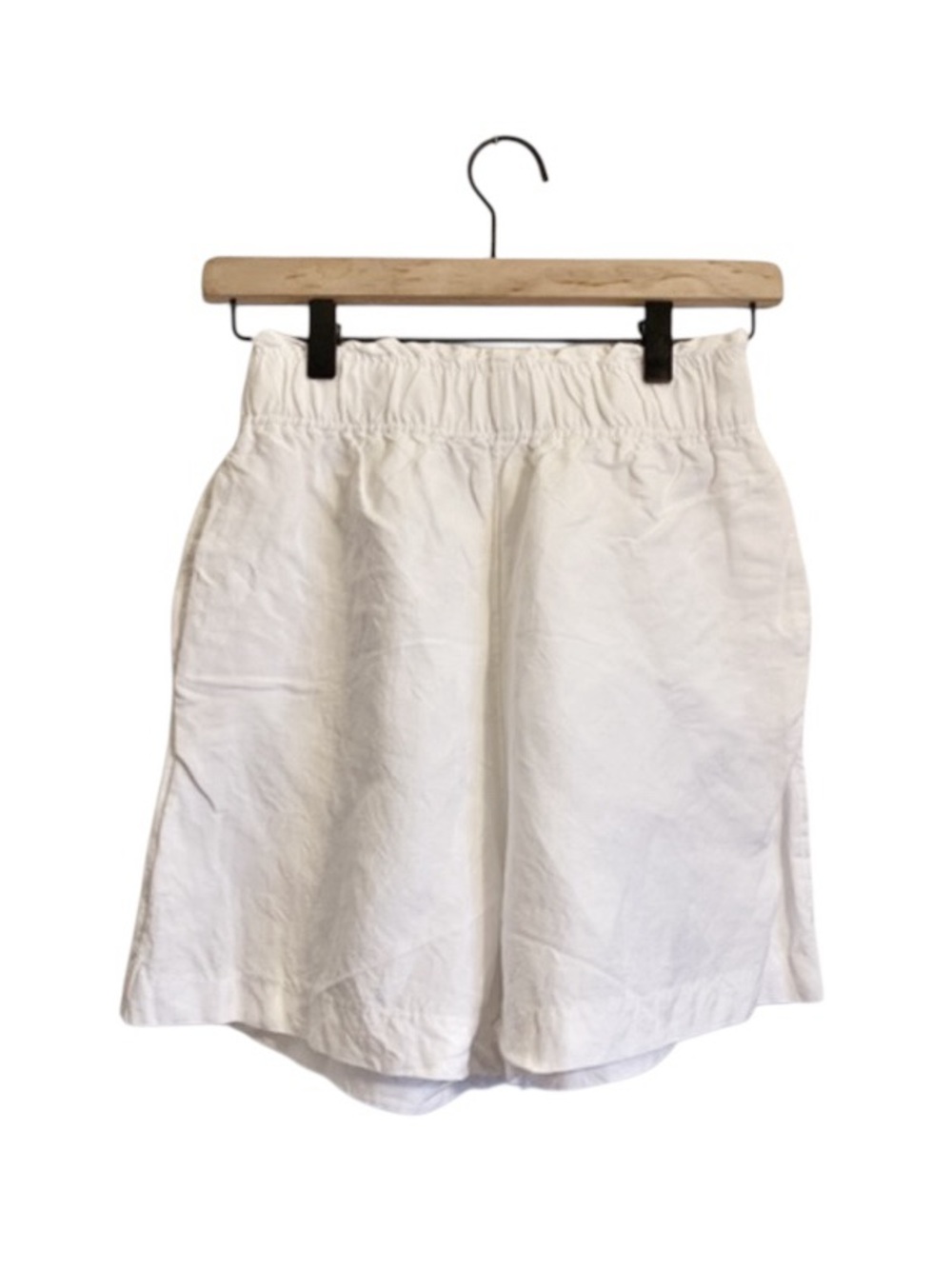 H&M High Waist Linen Blend Elastic Waist Pull On White Shorts XS